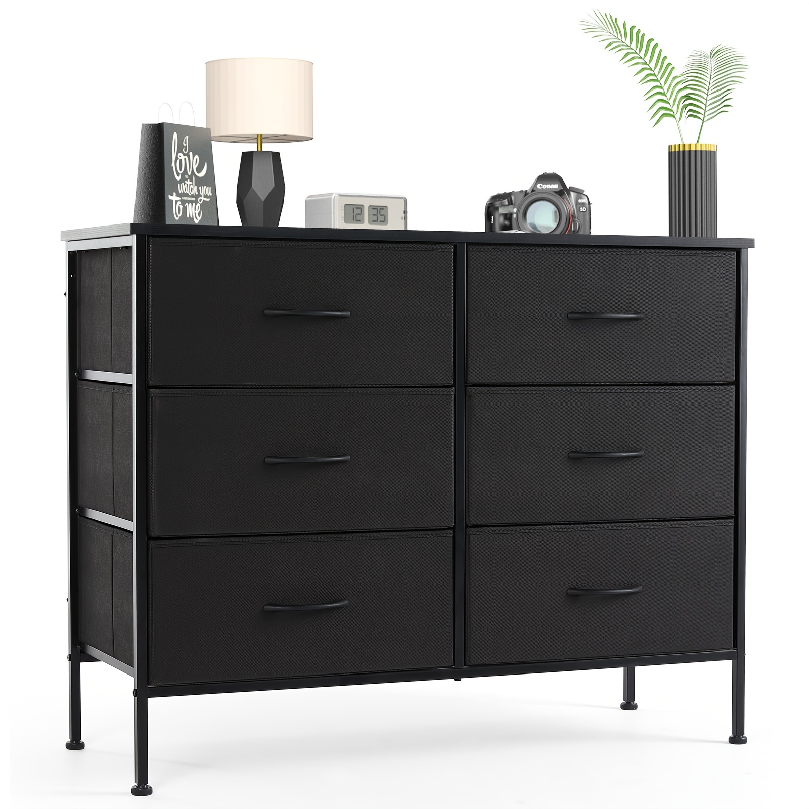 TEMU 1pc 6 Drawers Dresser For Bedroom, Small Chest Tower With Fabric Drawers, Storage Organizer Units For Closet, Clothing, Fabric Bins Cabinets, , Room Furniture