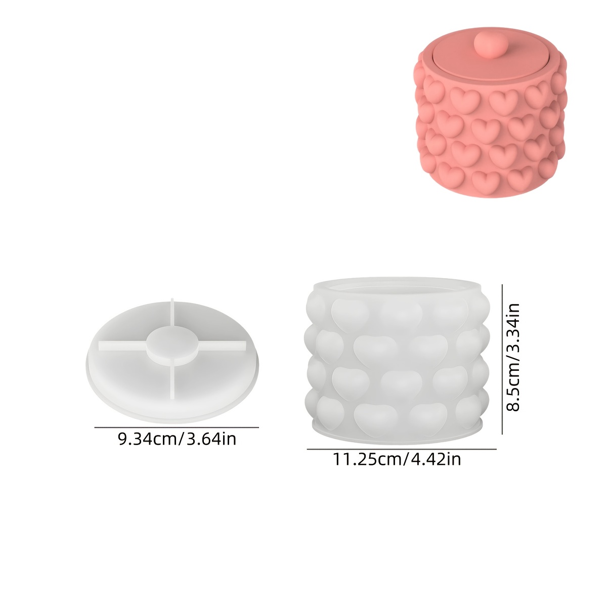 Image of Heart Embossment Candle Cup Resin Silicone Mold With Lid Love Candle Jar Clay Plaster Mold For Jewelry Storage Box Mold Festival Gifts Mold