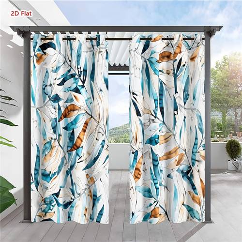 imagen del artículo juego de 2 cortinas de exterior semitransparentes, abstractas y modernas, adecuadas para - cortinas de ventana con ojales y follaje , paneles semitransparentes, paneles lavables a máquina, 2d