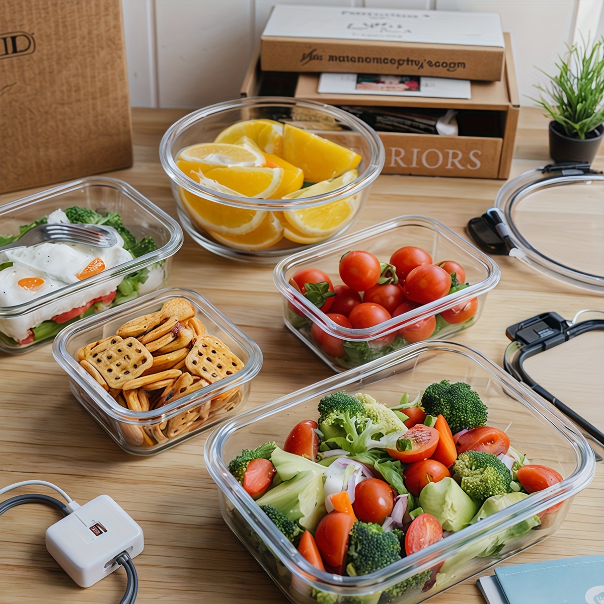 glass crisper set with lid glass food container thickened lead   suitable for lunch meal preparation refrigerator freezer bento container sealed   bisphenol a free Product details 2
