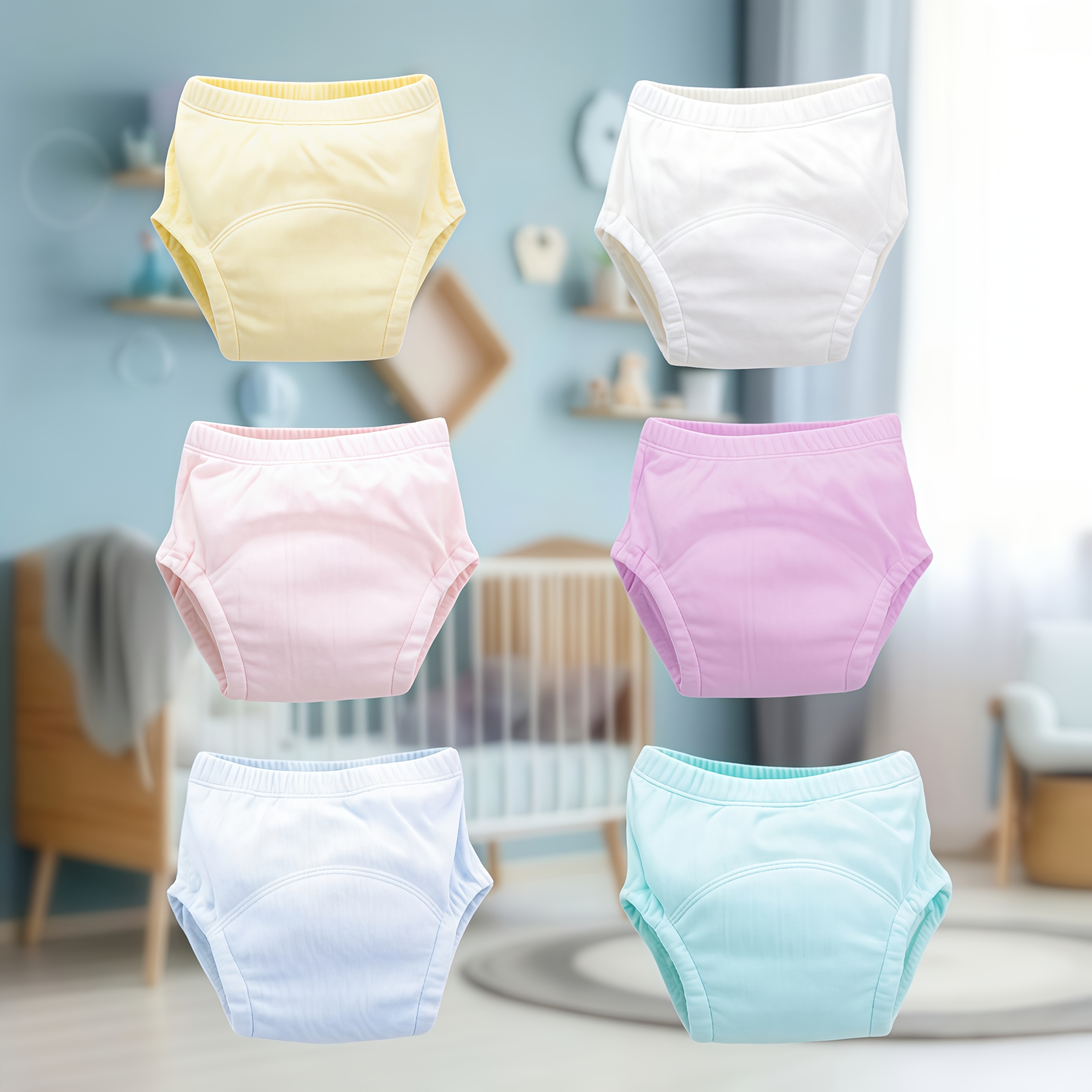 item picture 6pcs childrens potty training pants   breathable diaper liners mixed color set suitable for daily changing and washing reusable christmas halloween thanksgiving easter new year gift