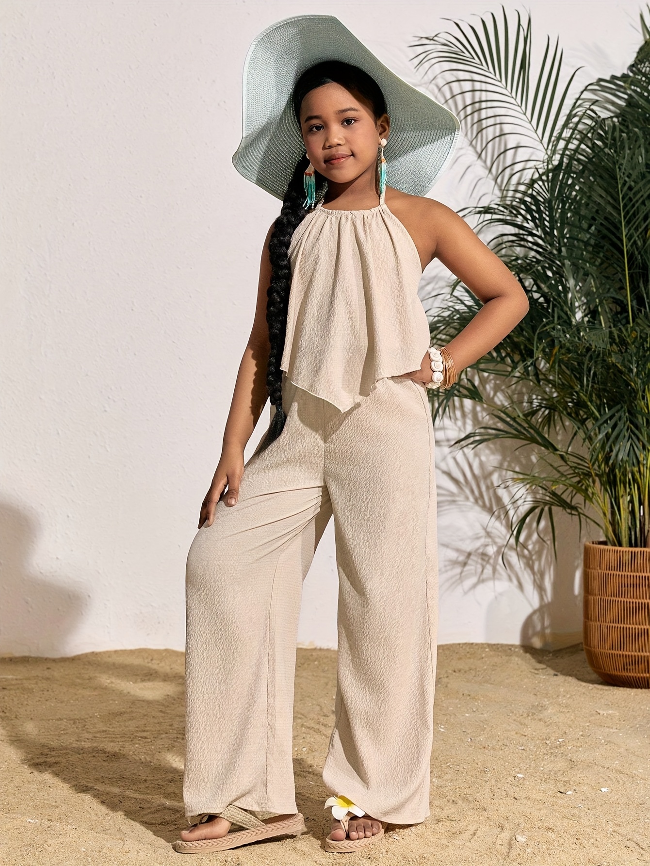 Conjunto de ropa casual para niñas jóvenes y adolescentes, con y  pantalones anchos, ideal para vacaciones y actividades al aire