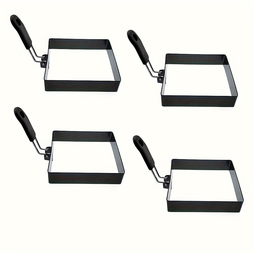 TEMU 2 piezas/4 piezas Aros para Huevos para Freír Huevos, Aros Cuadrados Antiadherentes para Freír Huevos con Mango de Silicona, Molde Cuadrado de