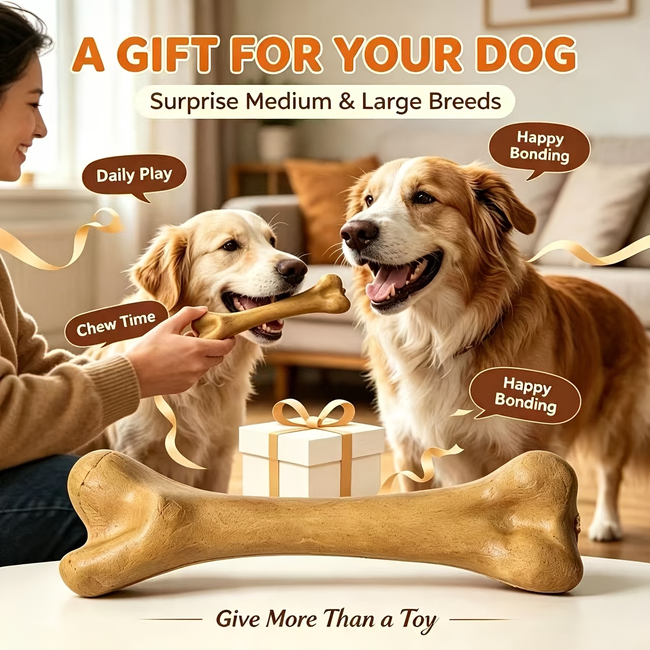 TEMU Leapdog Brand New Dog Dental Stick, Durable Chew Bone Shape, 17 Years Of Dental Toys, Suitable For All Dogs Who Love To Chew, Best Gift For Dogs