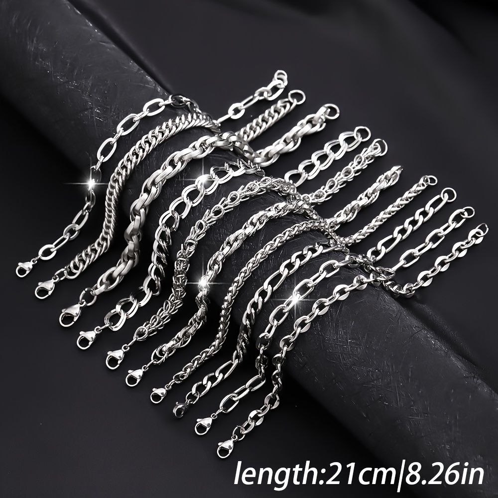 3pcs Men's 304 Stainless Steel Hip Hop Chunky Bracelet Set