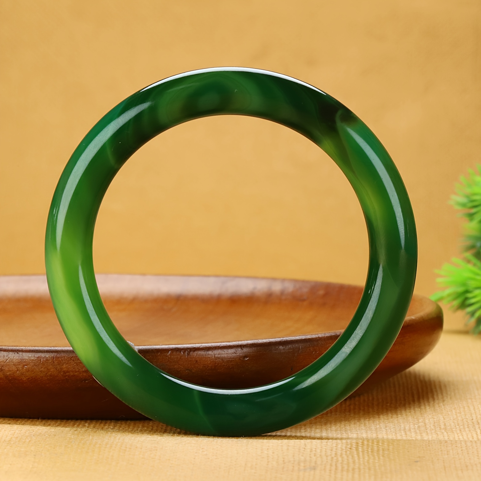 TEMU Bangle Green Grade Half Water Oil Teal Gradient Round Strip Women's Succulent Agate Bangle