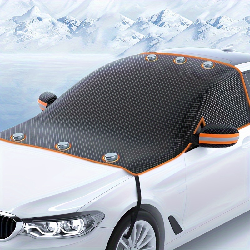 

Magnetic Windshield Cover For Cars - Protection, Waterproof & Snowproof, Anti-theft Design, , Fits Most Models, Oxford Fabric With Carbon Fiber Pattern, Front Position, Orange Accents