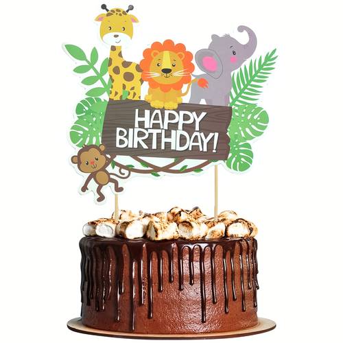 1 decorazioni per torta di compleanno con animali selvatici della , per feste a tematica jungle shower