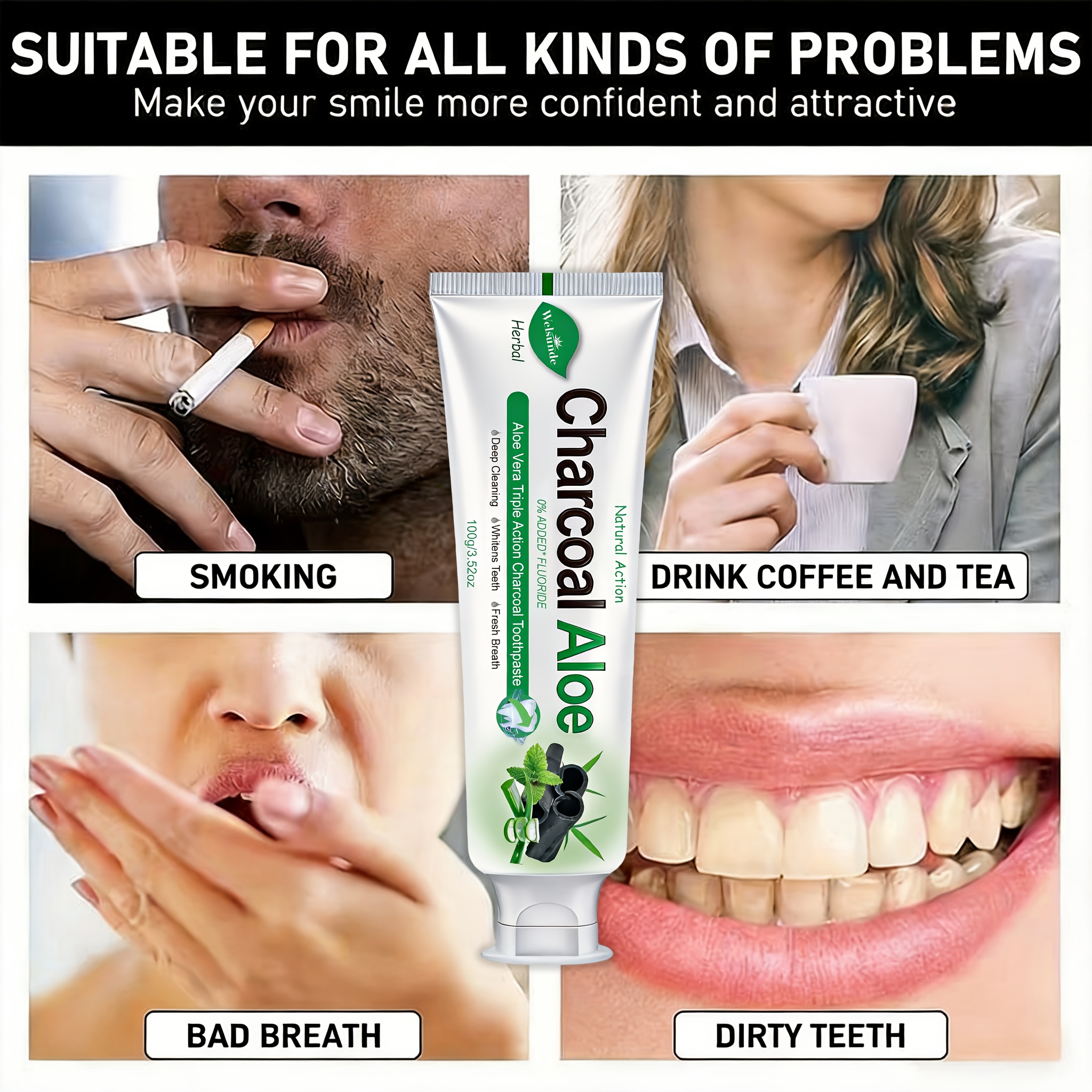 Natural Activated Charcoal Aloe Vera Triple Toothpaste