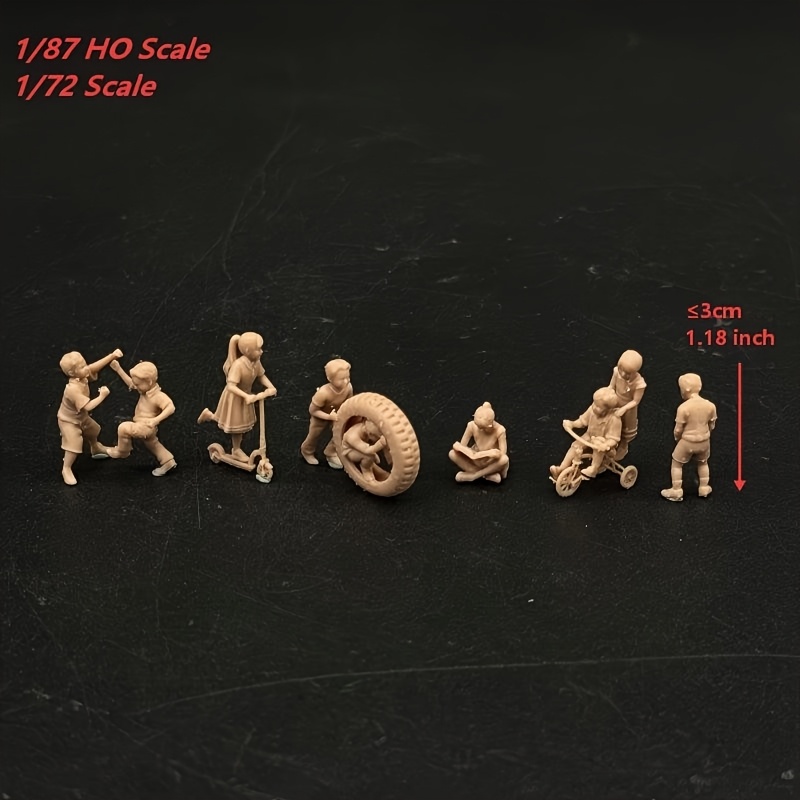 1 72 scale 1 87 ho scale 9 figures playing and frolicking scene model unpainted miniature resin model kit suitable for city diorama decoration and creative desktop ornaments