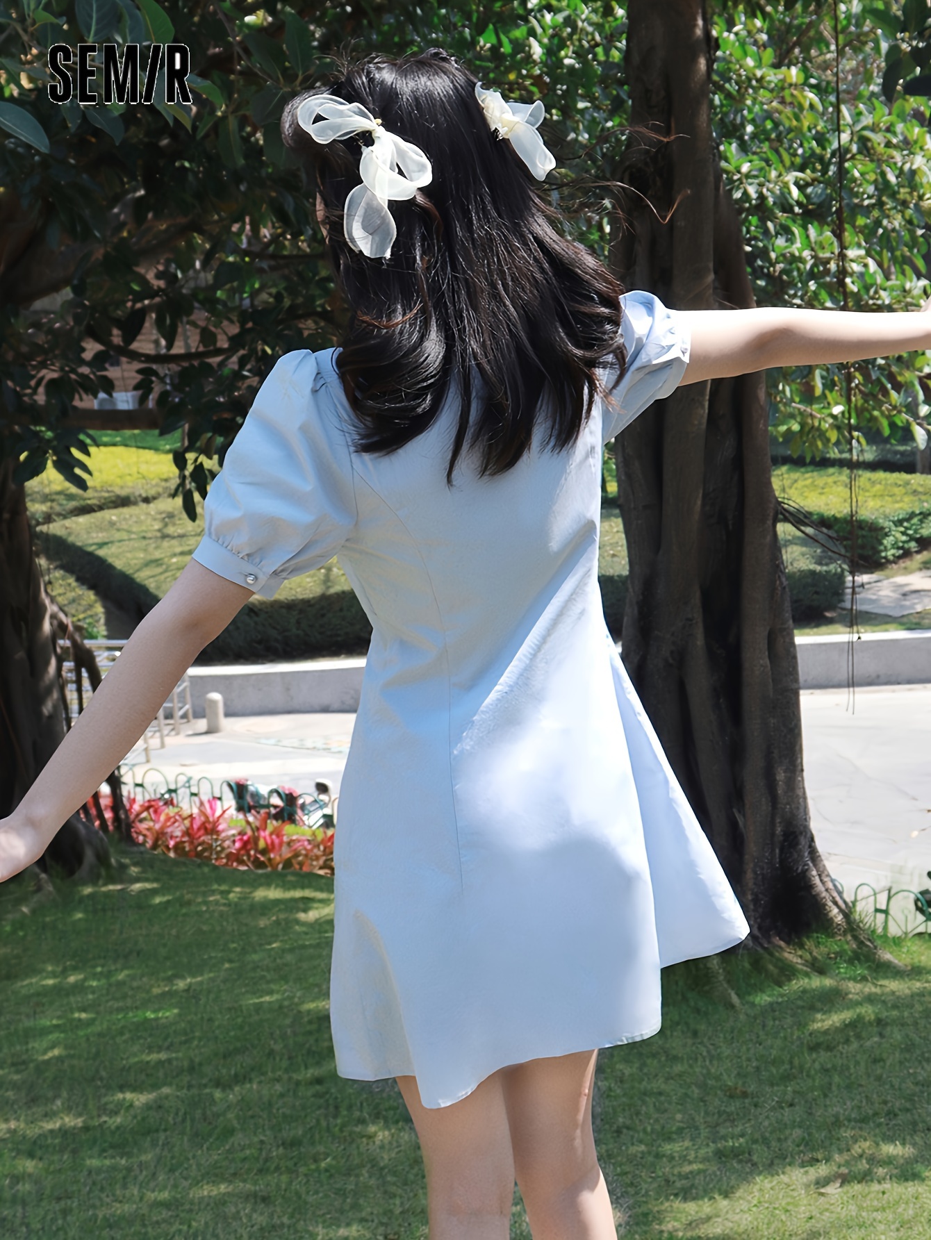 elegant white shirt dress women chic puff sleeve sweet