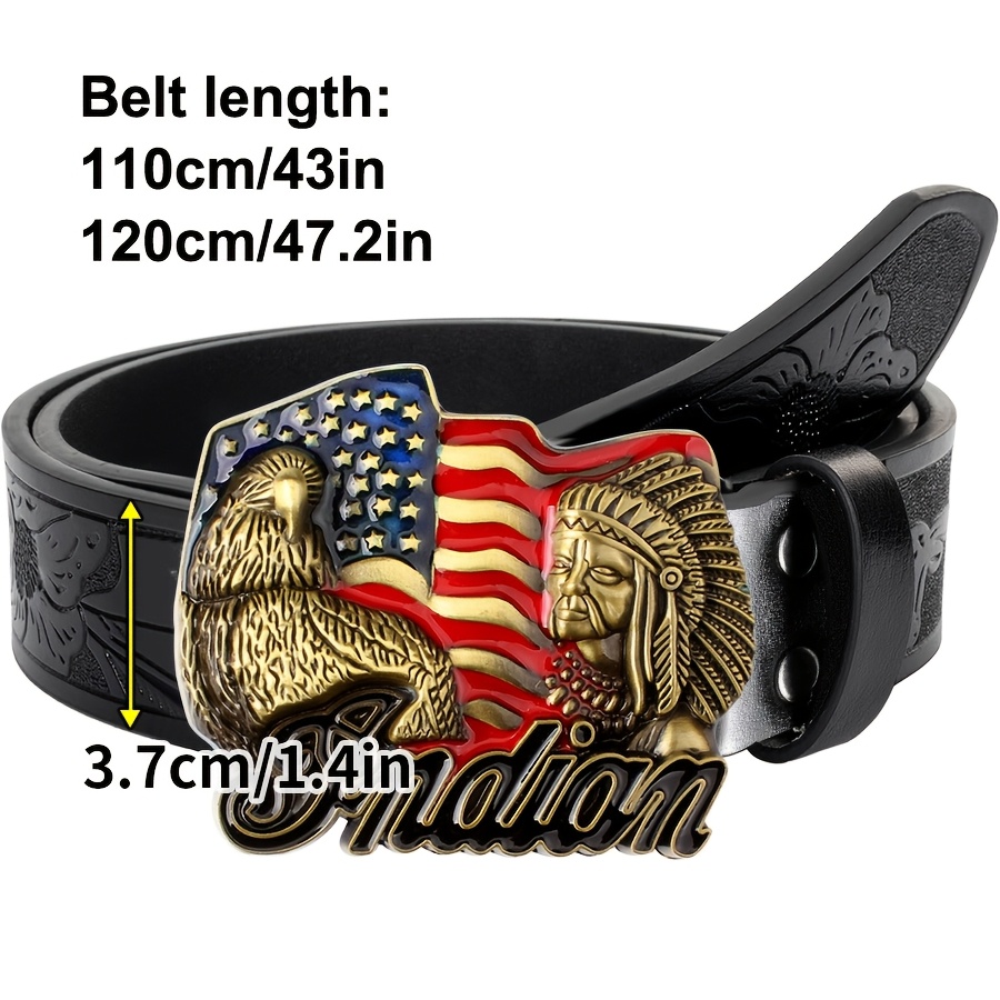 Vintage Western Eagle & INDION Engraved Buckle Belt