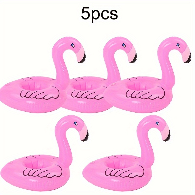 

5pcs Inflatable Flamingo Shaped Drink Holder, Water Floating Drink Tray, For Swimming Pool Party, Beach Activities