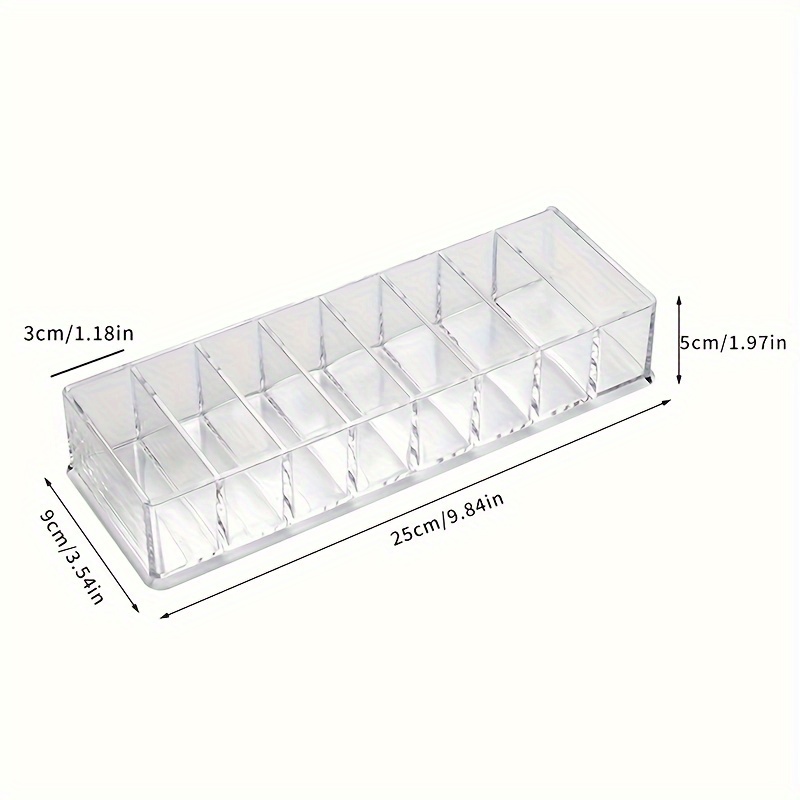 TEMU 8-slot Clear Plastic Makeup Organizer - Sleek Countertop Storage Solution For Eyeshadow, Lipstick, Bronzer & More - No Power Needed, Dresser Display, Makeup Accessories