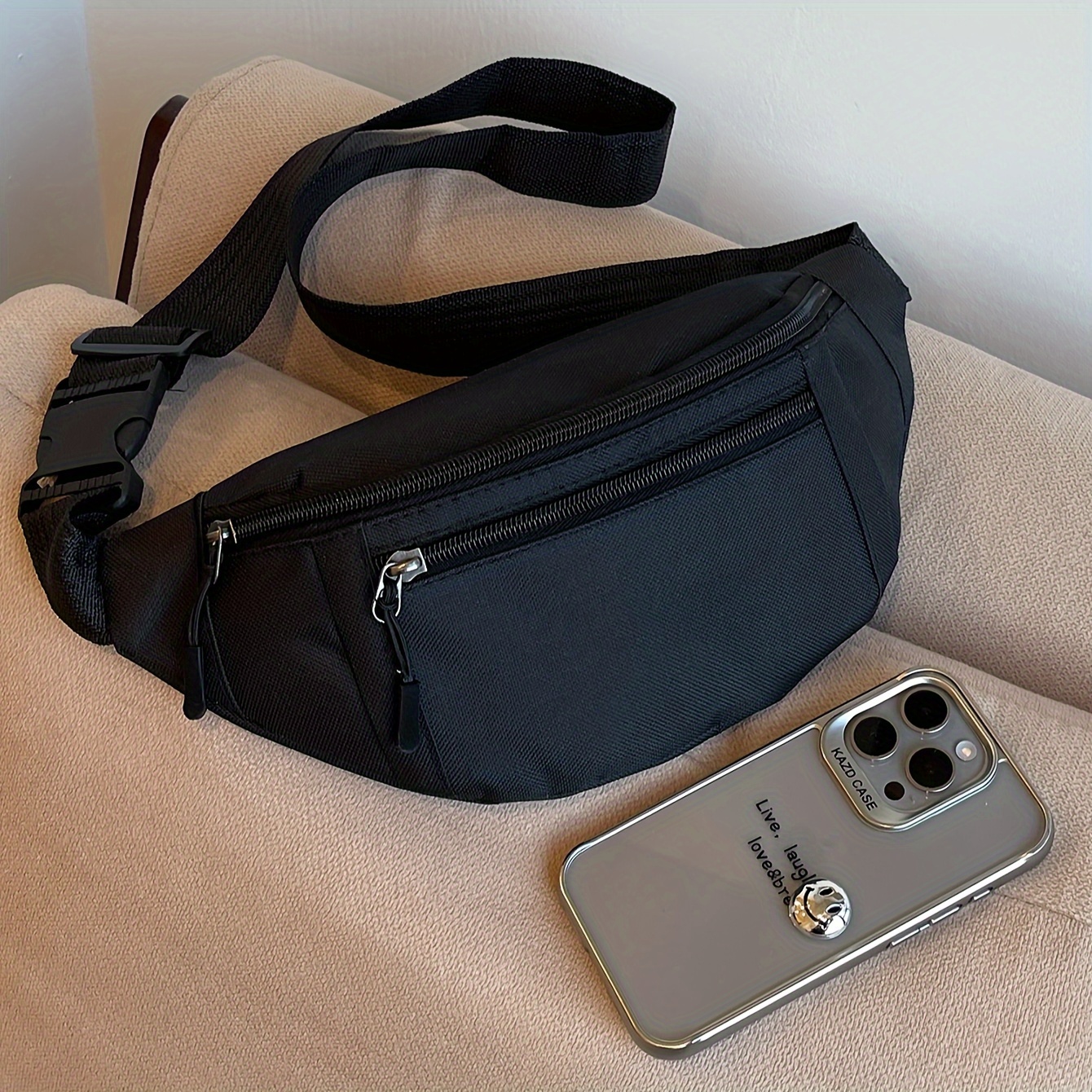 adjustable travel organizer lightweight multi layer outdoor waist pack suitable for sports running walking   bag casual chest bag single shoulder crossbody bag multi layer casual phone yoga camping storage pouch