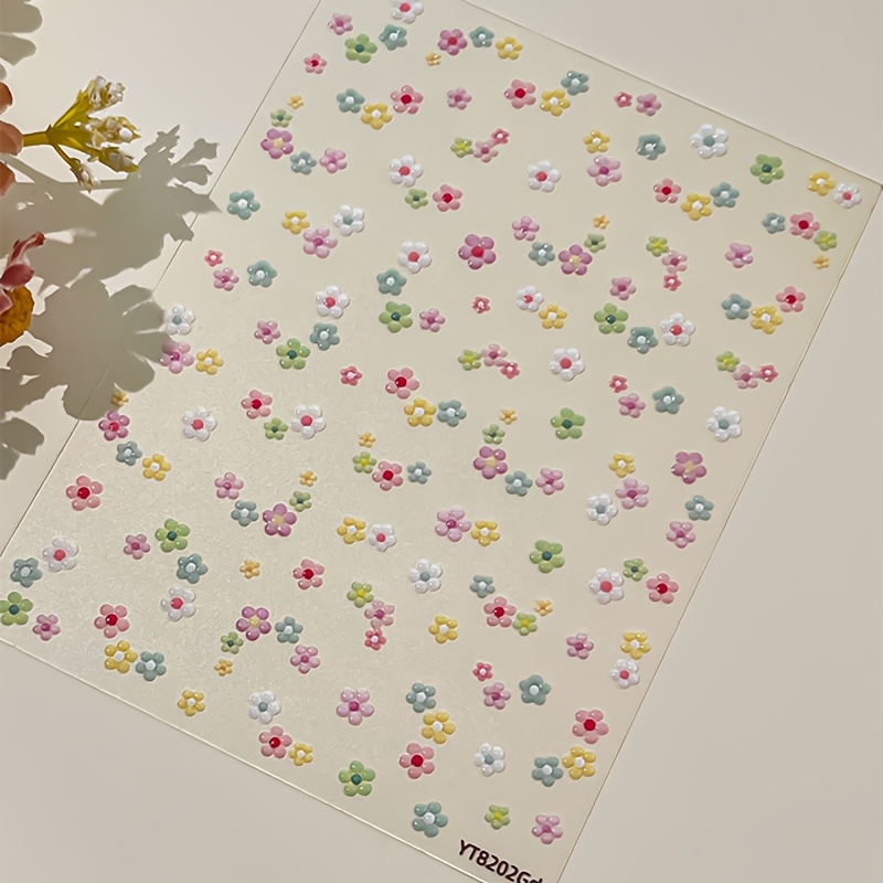 1pc Of Five-petal Flower Nail Sticker, Daisy With Colorful Petals, Self-adhesive Nail Art Decal, Press-on Nail Decoration Accessory Suitable For Women,, Families, And Personal Diy