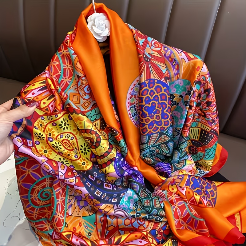 TEMU 1/2/3pcs Fashionable Colorful Large-size Women's Shawl With Rings, Smooth, Soft, And Breathable, Suitable For