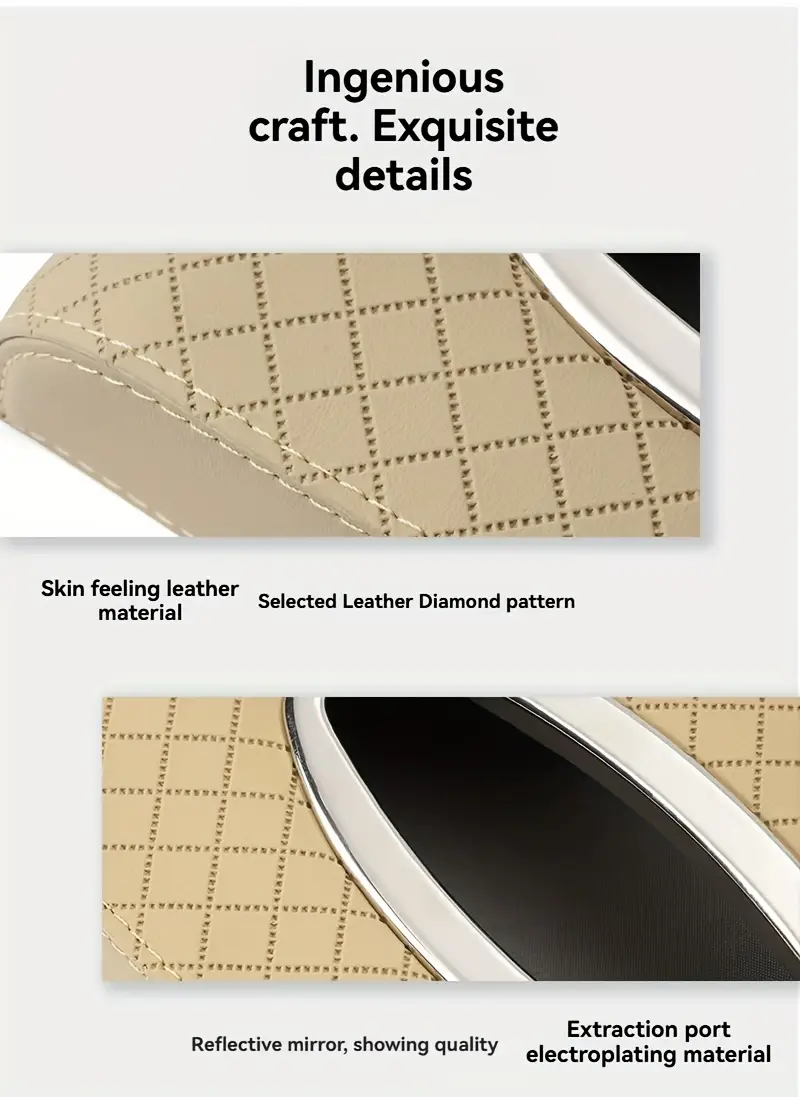 heavy duty pu leather car tissue box organizer beige mounted tissue dispenser with for front rear seats compatible with most vehicles luxury interior accessory Product details 7