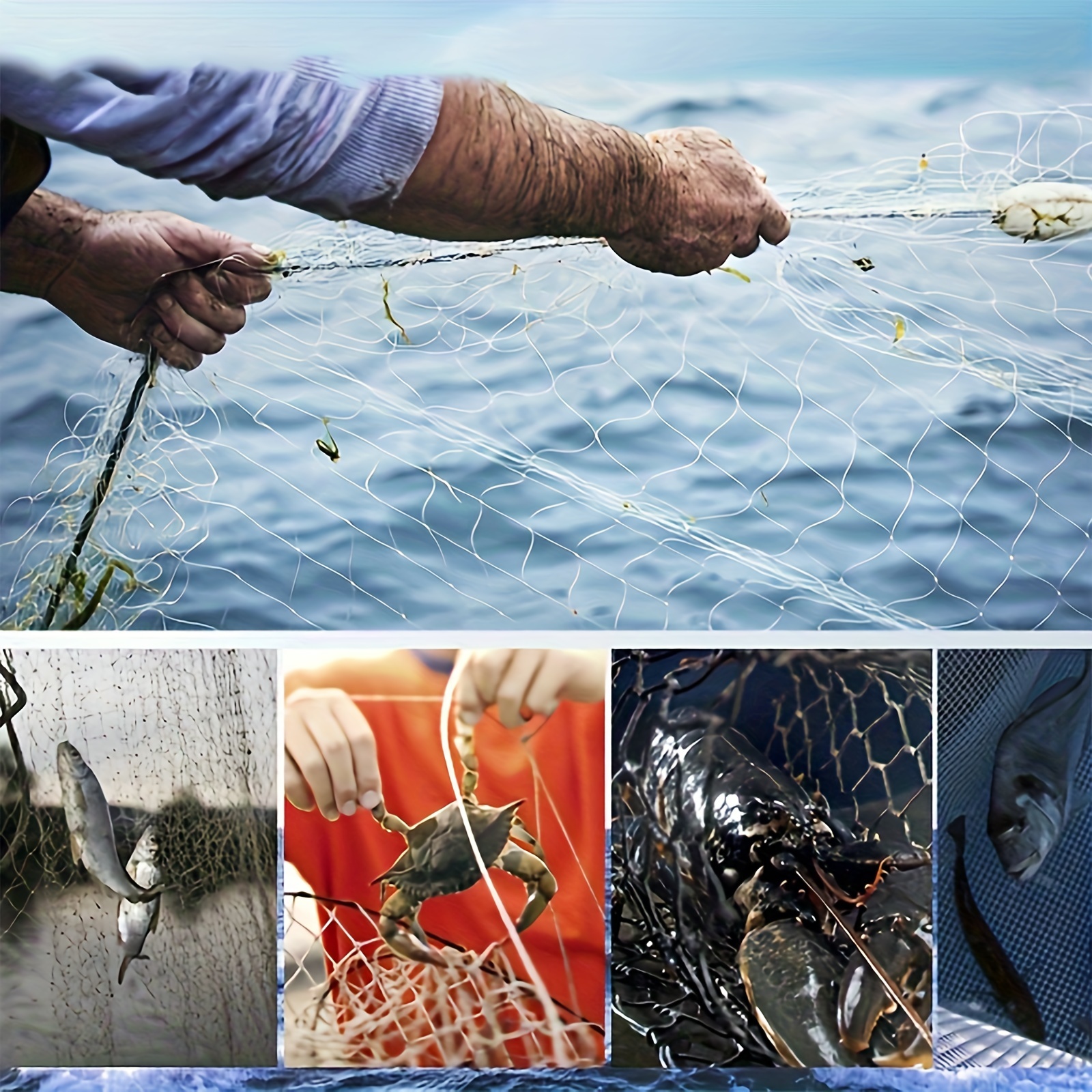 1pc durable nylon fly fishing net with blue handle ideal for freshwater saltwater catching fish shrimp and bait trapping shrimp trapping fly fishing accessory durable net details 2