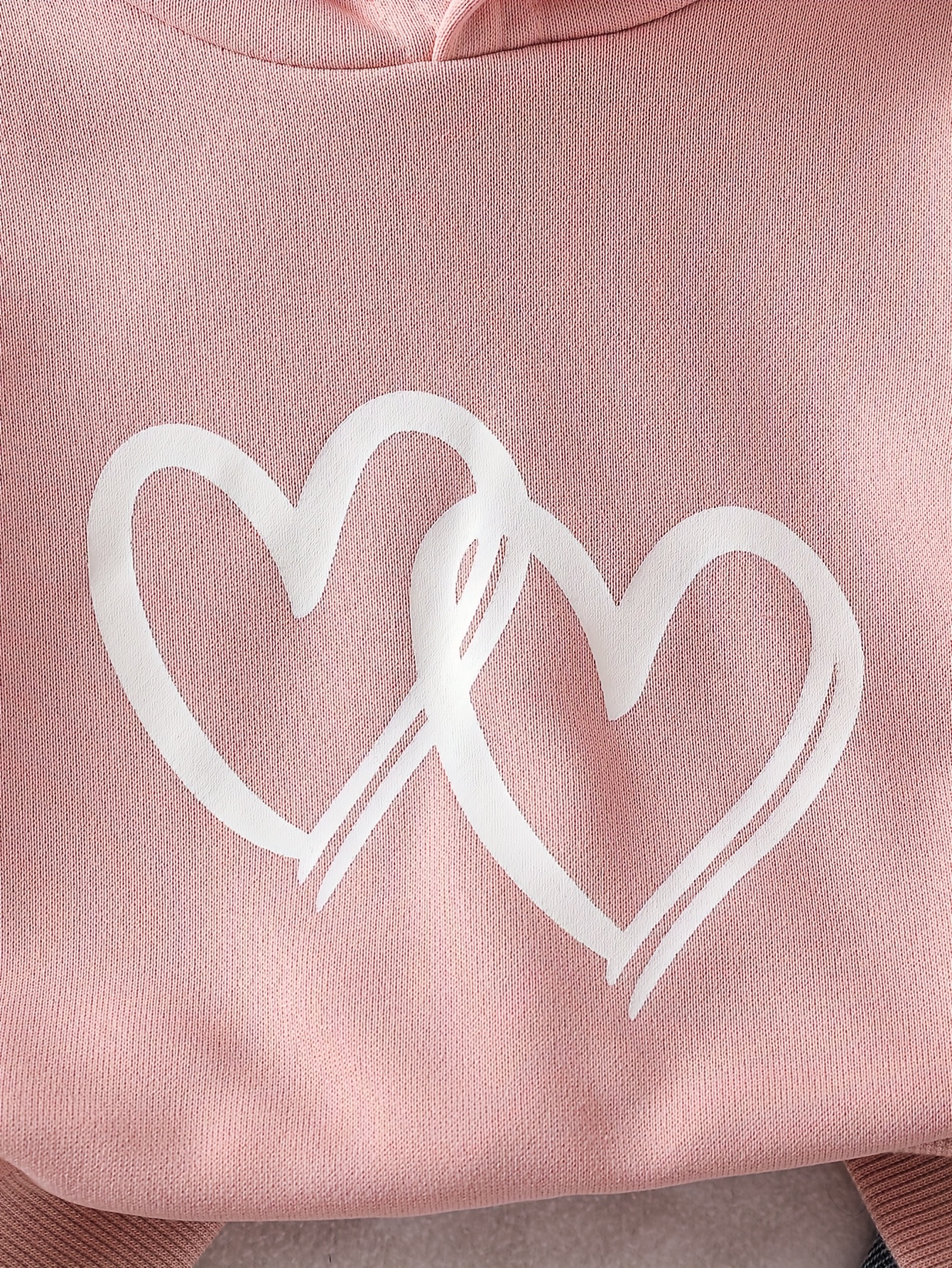 2pcs girls love set pink hooded sweatshirt with interlocking white hearts print light blue denim pants with   embroidery elastic waistband soft and     outdoor Product details 6