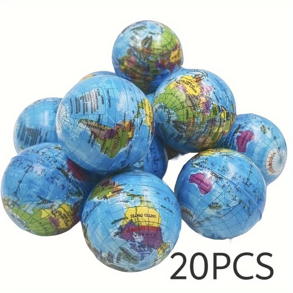 TEMU 20pcs Blue Earth Pattern Dog Spherical Toys - Soft Plastic Chew-resistant Balls, 2.5 Inch Interactive Pet Toys For Small/medium Dogs, Durable