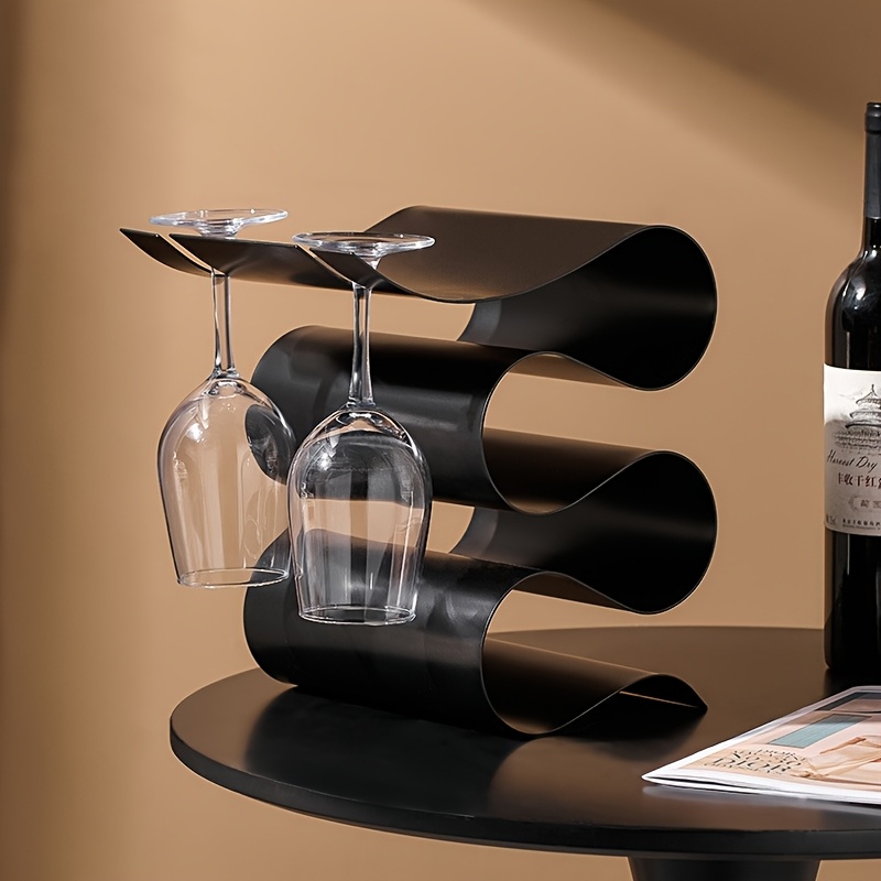 Glass-rack countertop wine rack, handmade desktop display rack, perfect for home restaurant decoration, wedding, housewarming, Christmas gift, wine kitchen, wedding banquet table accessories (can hold 5 bottles 2 glasses)