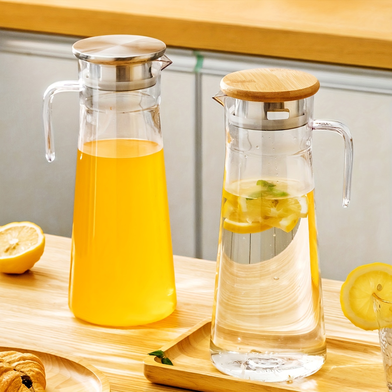 

1pc Water Pitcher With Lid & Spout - Hot/cold Beverages, Heat-resistant, Ideal For Iced Tea, Lemonade, Refreshments