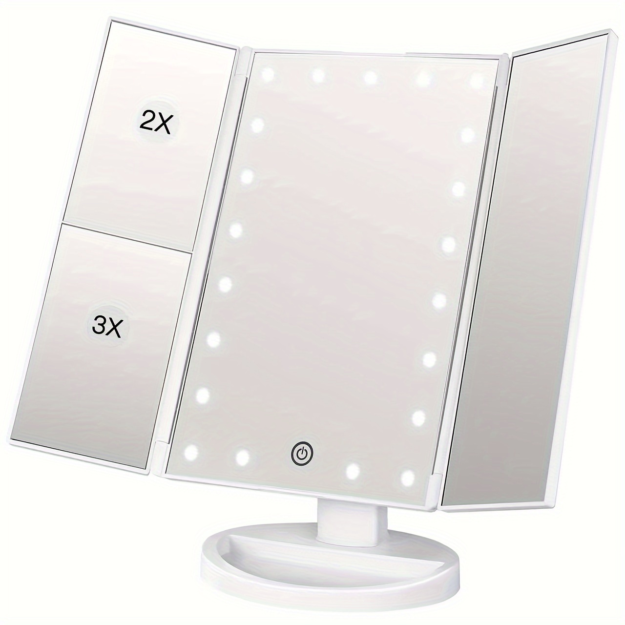 

Led Bedroom Desktop Tri-folding Cosmetic Mirror With Lights Foldable Premium Ins Style Desktop Dressing Mirror Storable Cosmetic Mirror With Magnification