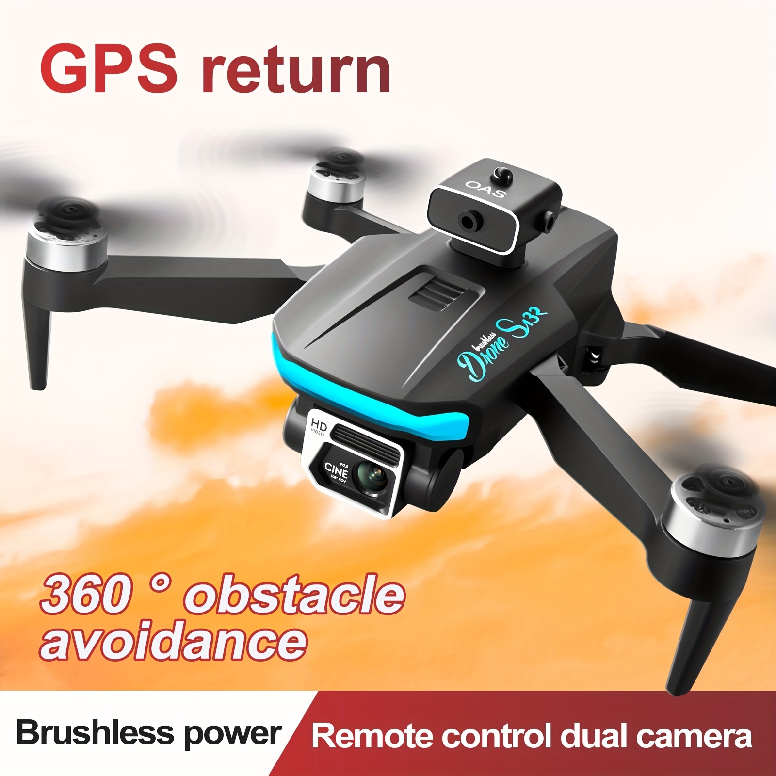 new s132 gps   uav   built in gps one key return dual hd cameras brushless motor intelligent obstacle avoidance perfect toy and gift for adults and teenager details 1