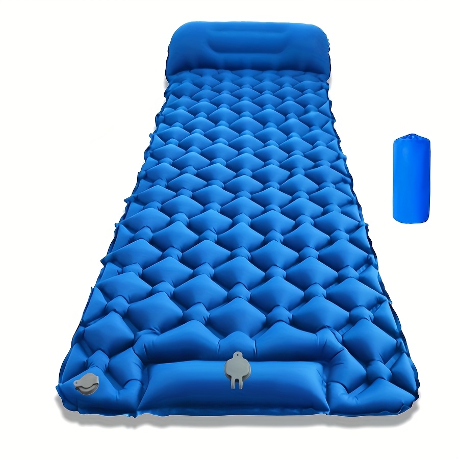 Matelas Camping 1 Personne Avec Pompe à Pied - Gonflage Rapide, Imperméable, Portable 190x57 Cm