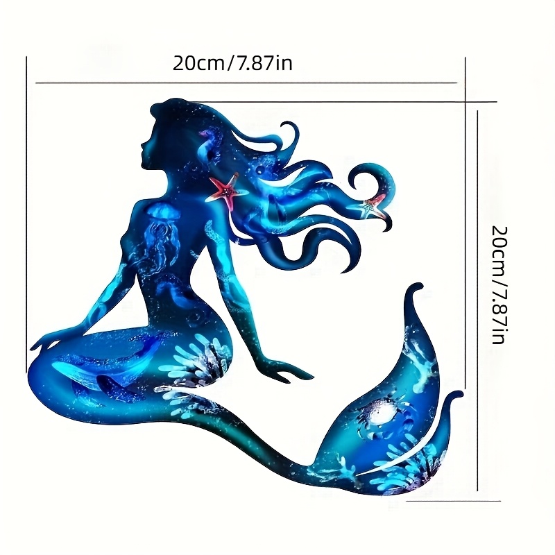 TEMU 2d Flat - 【2d Flat】 2d Flat - [2d Flat] 2d Flat, Charming Mermaid Wall Art - Acrylic Material, No Power Needed, Suitable For Indoor/outdoor