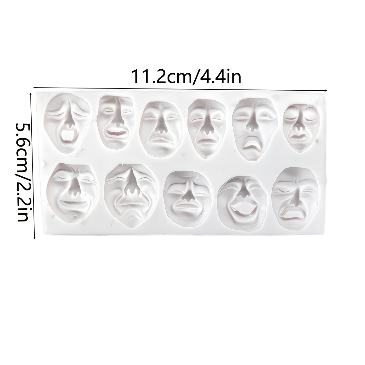 TEMU Moule en silicone pour , 1 moule en silicone sur le thème du masque d', moule à bougie à 11 cavités avec , moule à savon, moule à résine, moule