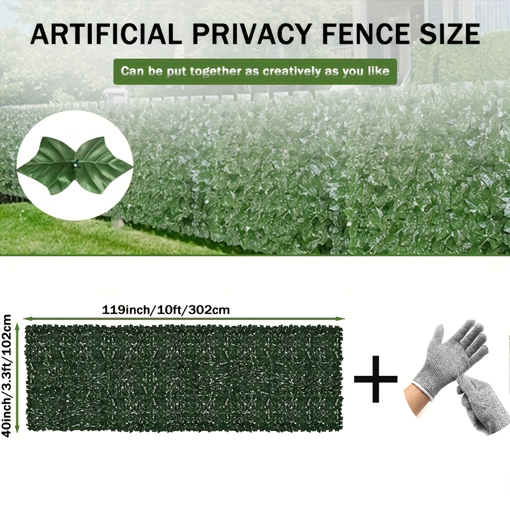 TEMU 119 X 40 Inch Artificial Ivy For Privacy Screen Realistic Faux Greenery Wall Panel For Outdoor Home Garden And Patio Decor Perfect For Privacy