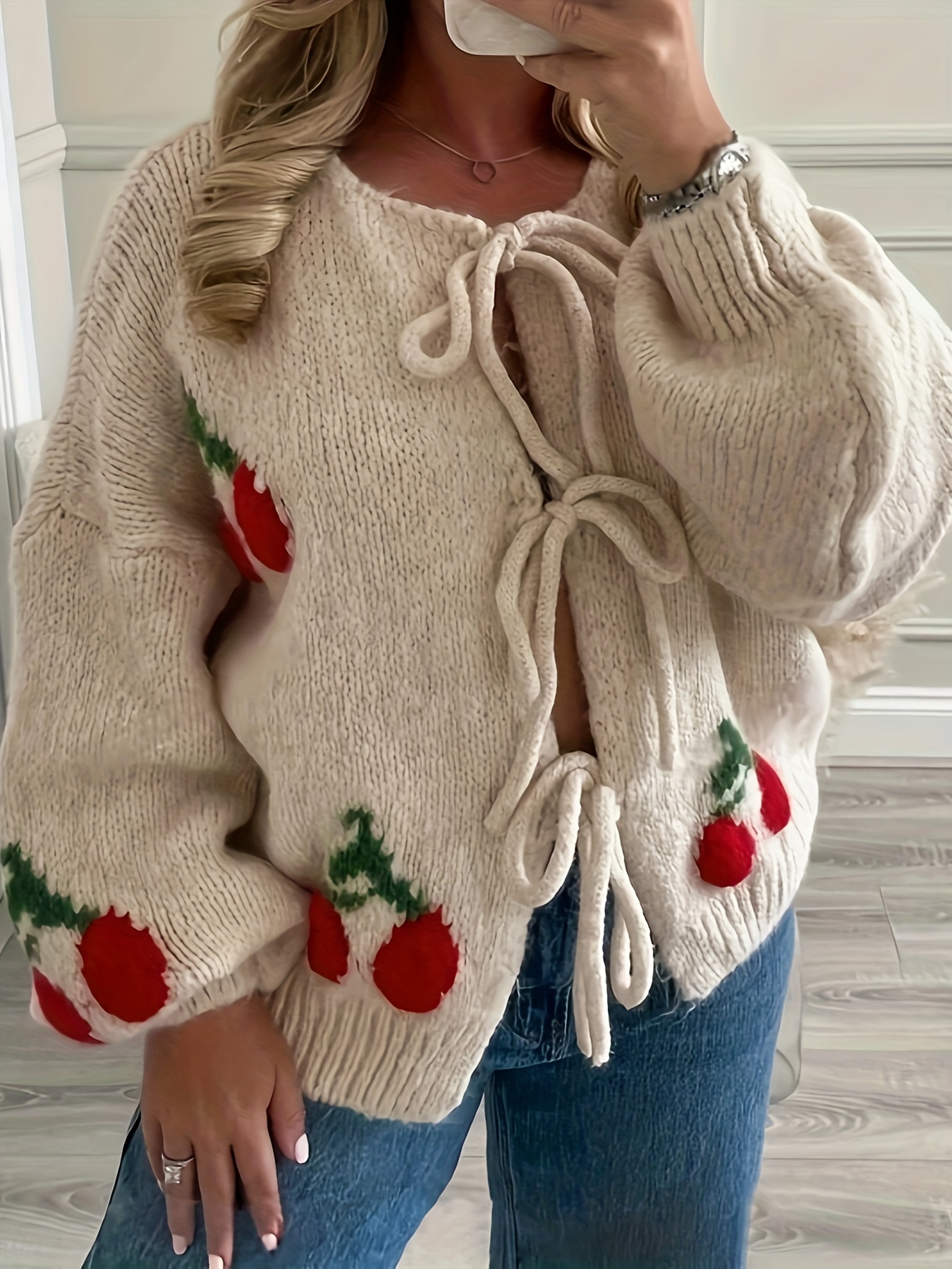 Alhudapk Com Second Female Brook Knit Striped Boxy Cardigan