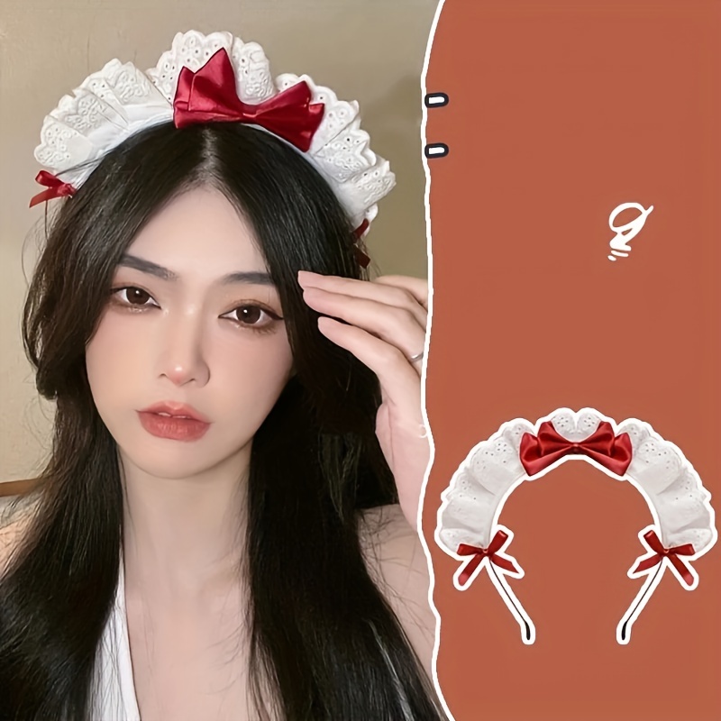 

Elegant & Cute Lace Bow Maid Headband - Versatile Hair Accessory For Women, Valentine's Day