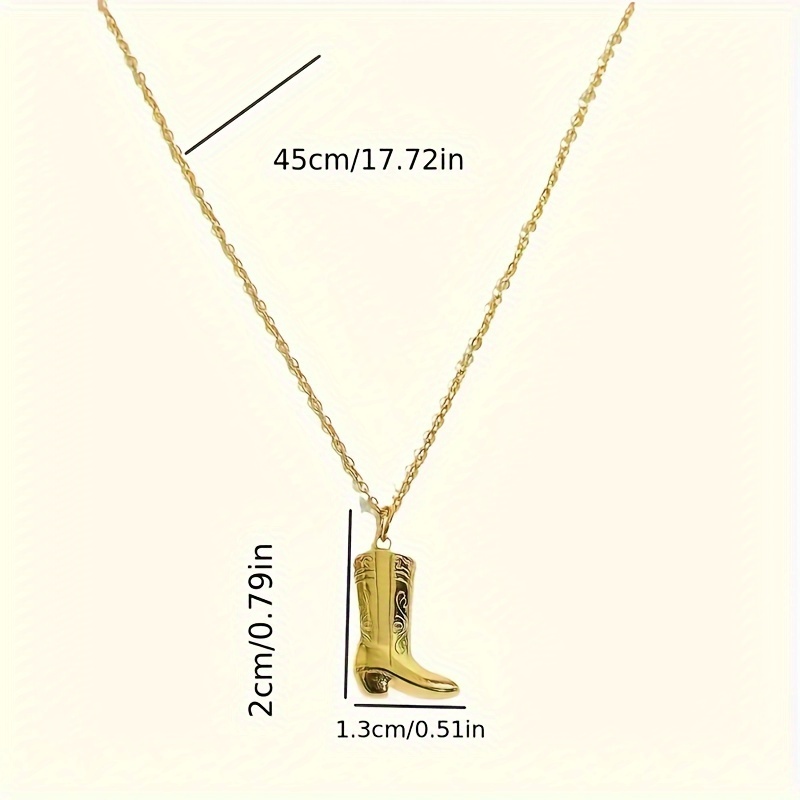 Retro Western Cowboy Boots Copper Pendant Necklace