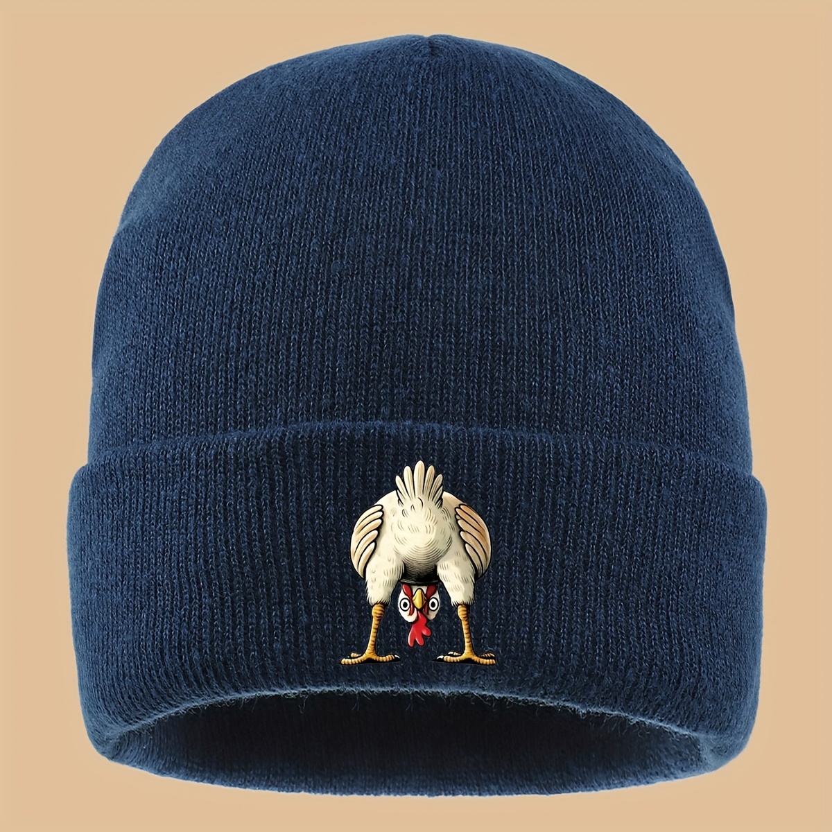 1pcFunnyUpsideDownChickenPrintBeanie,AutumnWinterWarmElasticBrimlessHatforMenandWomenLooseComfortableSolidColorSlouchyCapOutdoorActivitiesColdWeatherSuitableSkiingCyclistRunningSkateboardFitnessDadMulticolorSportsHatsStreetCasualFall/WinterSeasonClothingAccessoriesBirthdayGiftHumorousSurprisePresenttoFriendsFamily,RunningHat,WinterAccessories,StreetwearAccessory,PrintedDesign,LightweightBeanie,UnisexBeanie,
