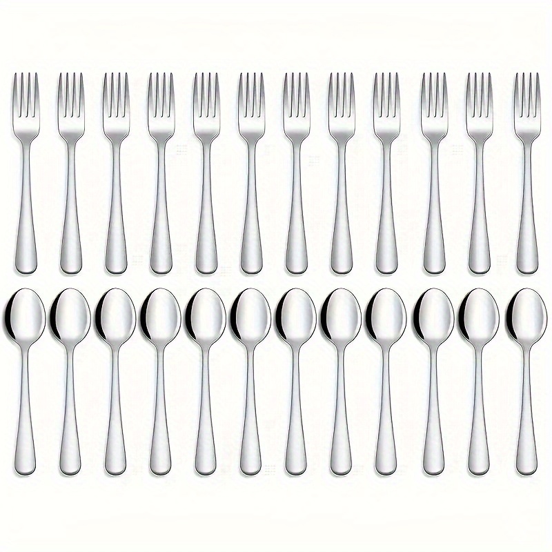 

Steel And Spoon Set - 12/24pcs, Dishwasher Safe, For And Restaurant Use