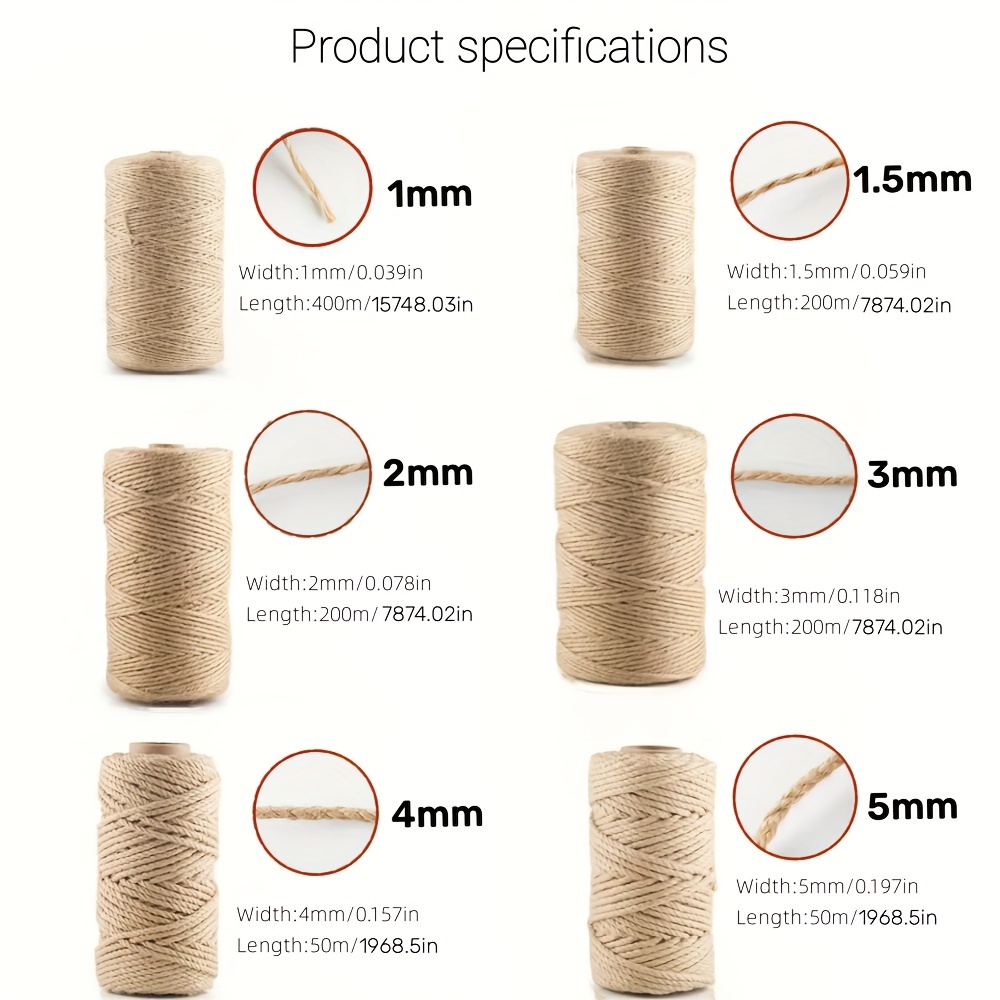 Natural Jute Twine Thick Thin Long Braided 5 Sizes Length - Temu