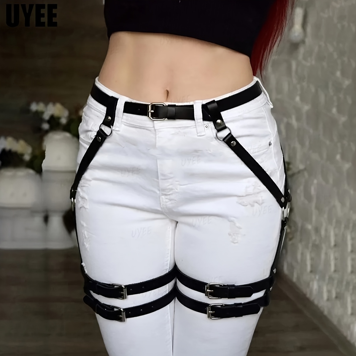 pu garter belt harness street style thigh harness belt rave - Temu Oman