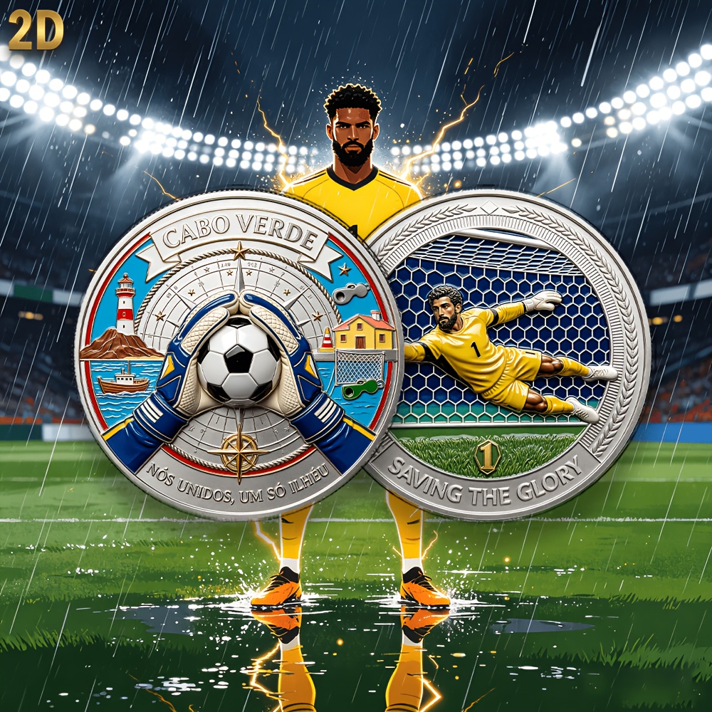 TEMU Replica Coin 1pc Cape Verde Commemorative Coin Suitable For Collectors & Gift - Goalkeeper Save, Lighthouse & Compass With Cape Verdean Cultural