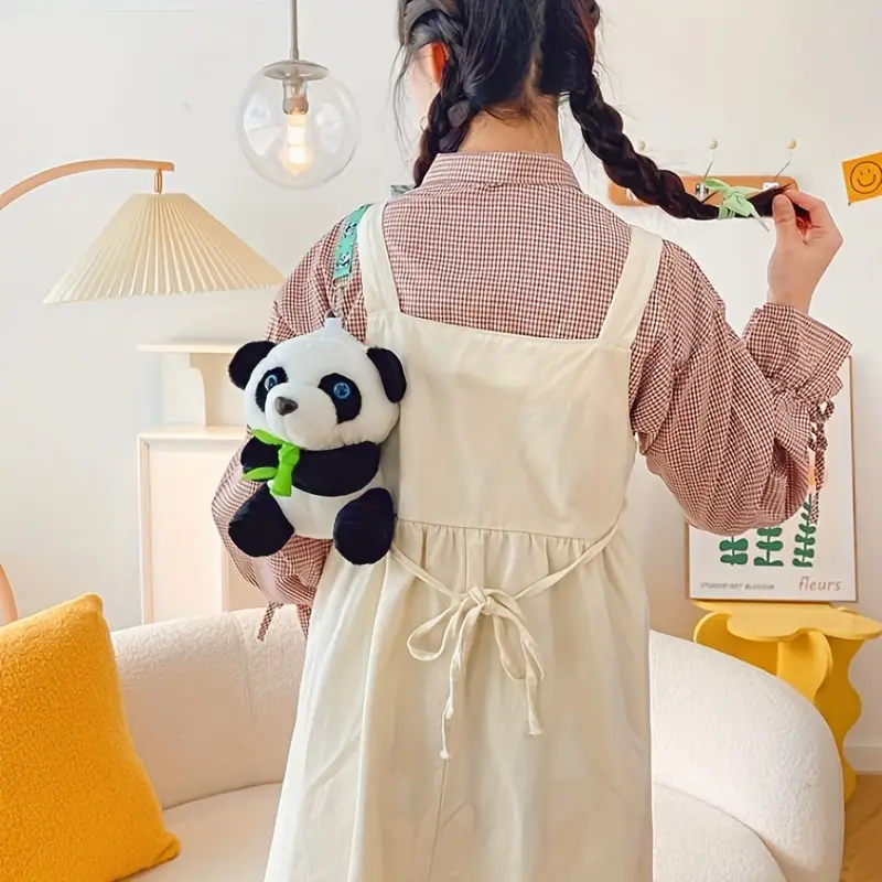 Cute Panda Doll Crossbody Bag Cartoon Panda Eating Bamboo - Temu Canada