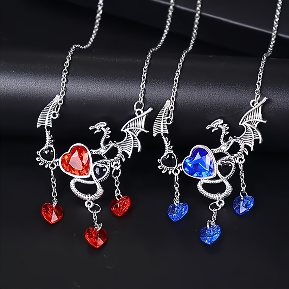 

2pcs Delicate Flying Dragon Shape Pendant Necklace Luxurious Dragon Tassel Necklace Rhinestones Inlaid Pendant Necklace Flying Dargon Necklace Novelty Accessories For Party Decoration