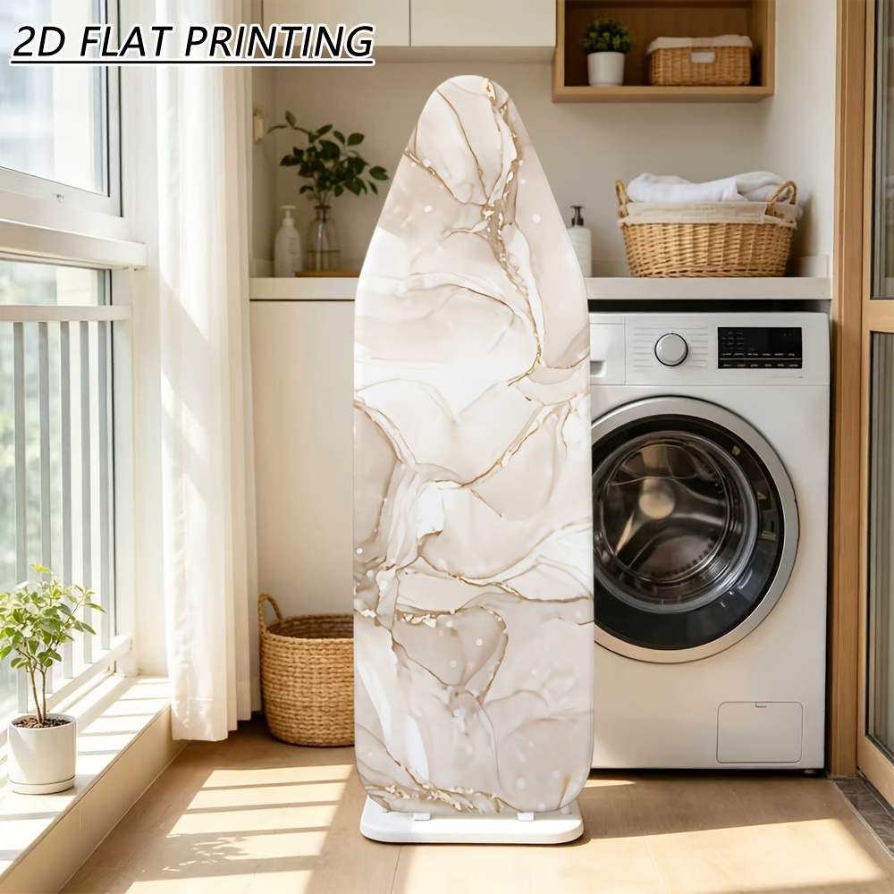 TEMU 1pc Luxury Marble Ironing Board Cover, Soft Beige And Vein Print, Ironing Board Protector For Elegant For Home Decor, Washable Decorative Board
