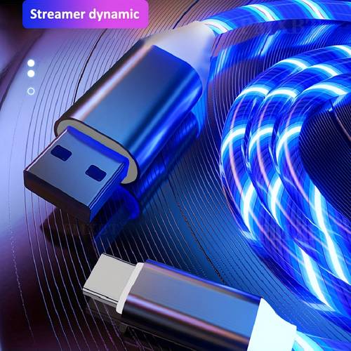 imagen del artículo cable usb- luz fluídica, cable tipo c para carga rápida de teléfono móvil, cable led usb para cargador