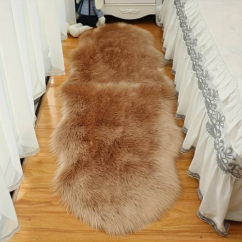 1pc wool like carpet 1000g high square gram heavy suede non slip artificial shaped carpet mat suitable for bedroom living room office home decoration seat cover sofa cushion cover machine washable