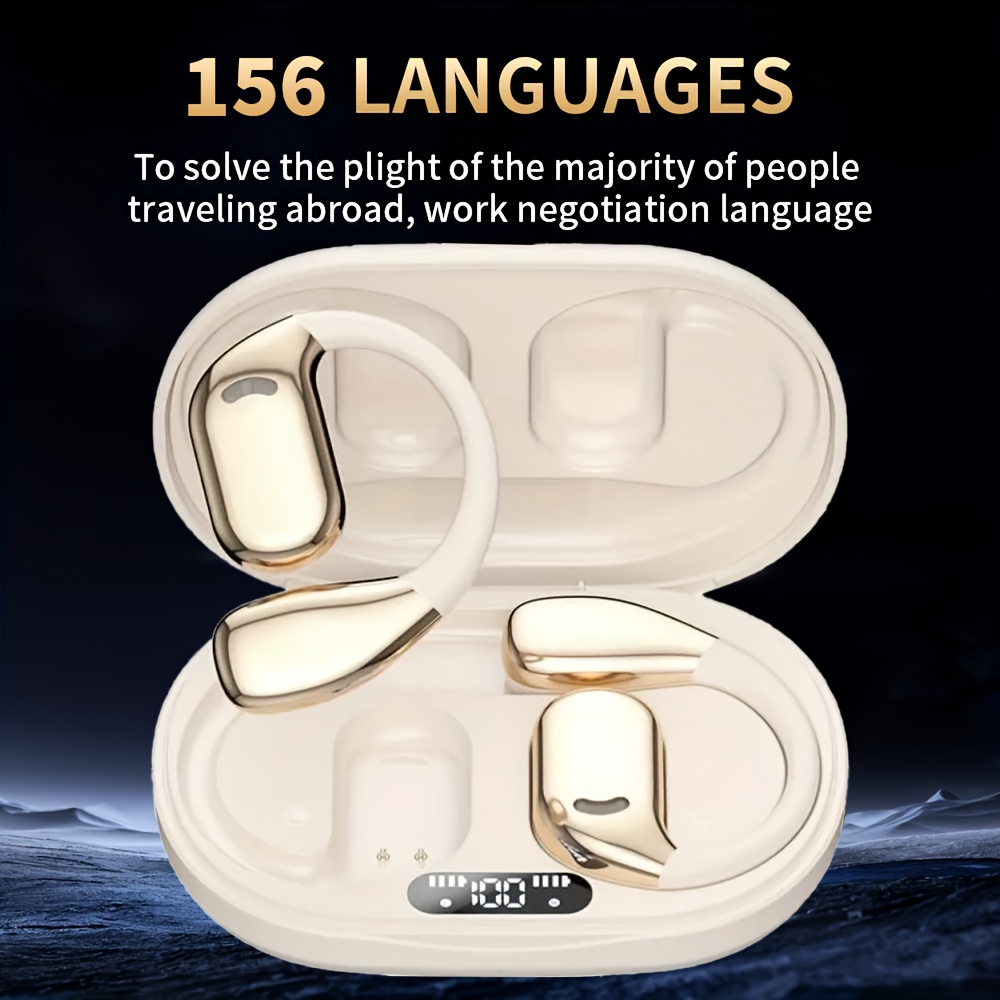 3-in-1 AI Translation Earbuds with Wireless Bone Conduction Headphones, Instant Translation for 156 Languages, Available in Beige and Black