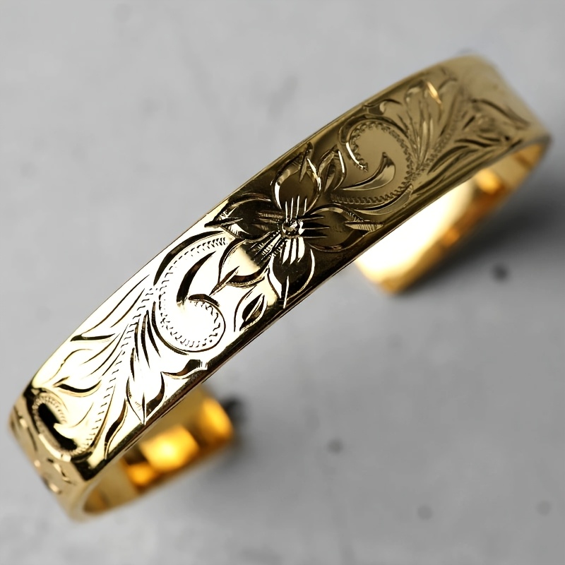 TEMU Bracelet Manchette Hawaïen Découpé 10mm Taille Unique Bijou Hawaïen - Bijou de Plage