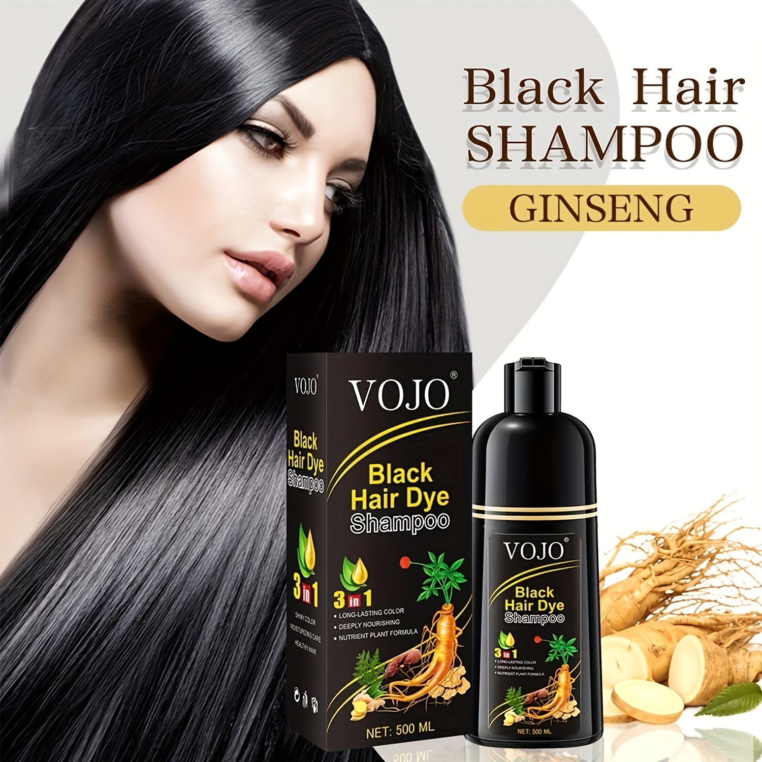 Image of White-haired Ginseng Plant Hair Dye Hair Dye Black Hair Cream Non-irritating Hair Cream Moisturizing And Hydrating