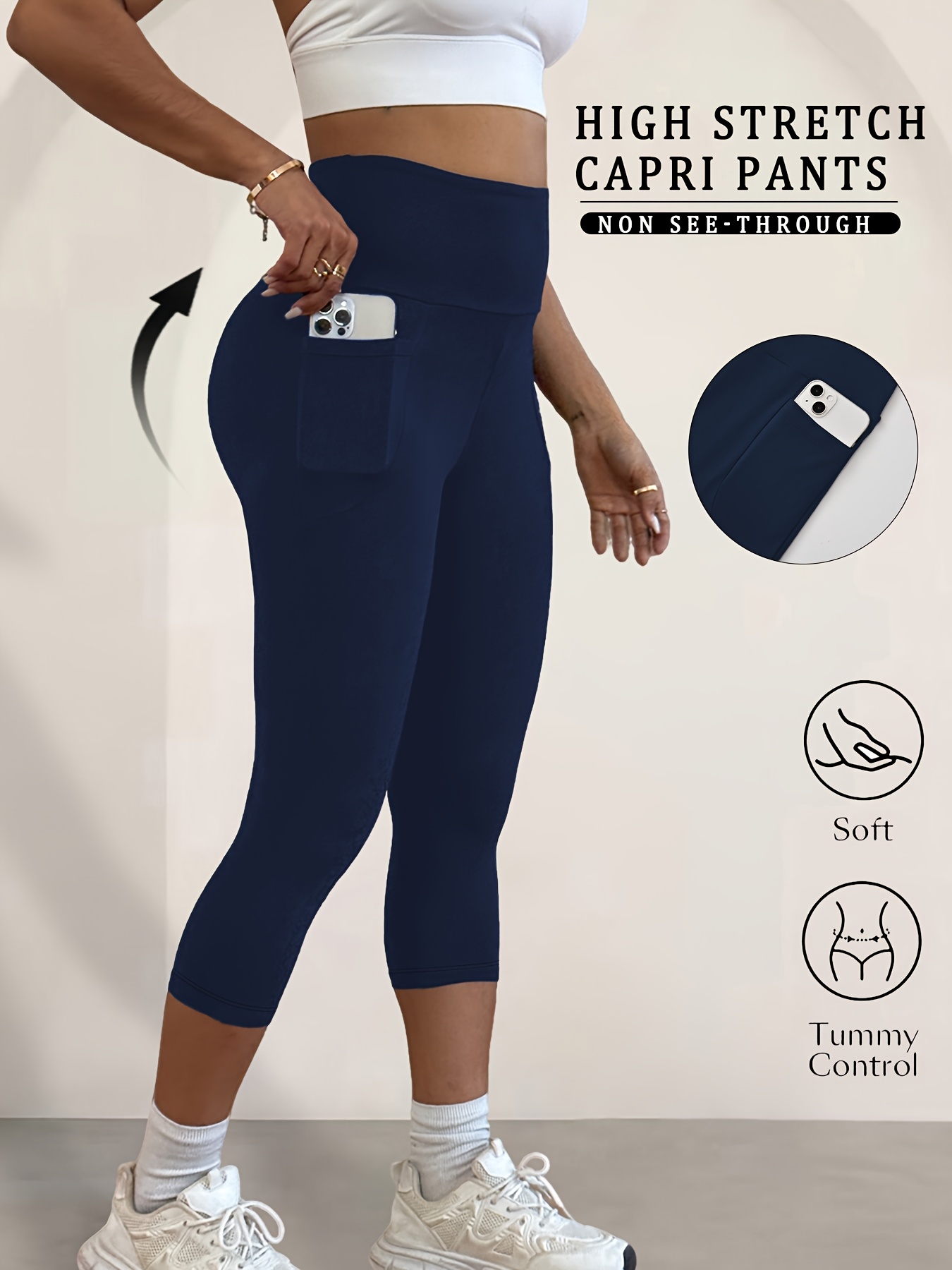 5 high waisted capri pants for women with pockets super soft tummy control no see through workout running yoga athletic leggings